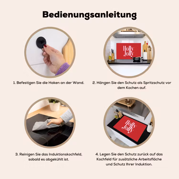 2-in-1 Herdabdeckplatte & Spritzschutz - Weihnachten – Rosa – Rot – Text — 6