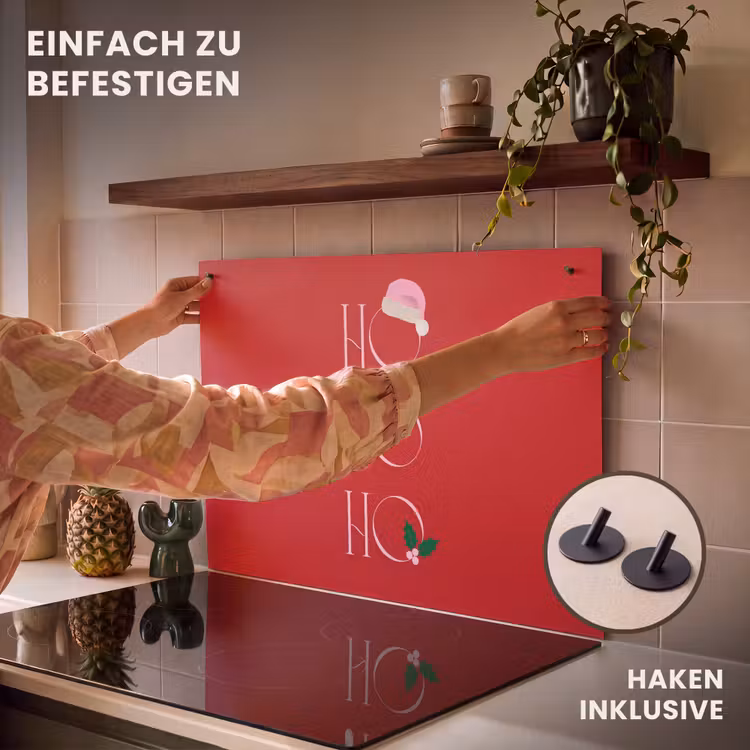 2-in-1 Herdabdeckplatte & Spritzschutz - Weihnachten – Text – Illustration – Rot — 7