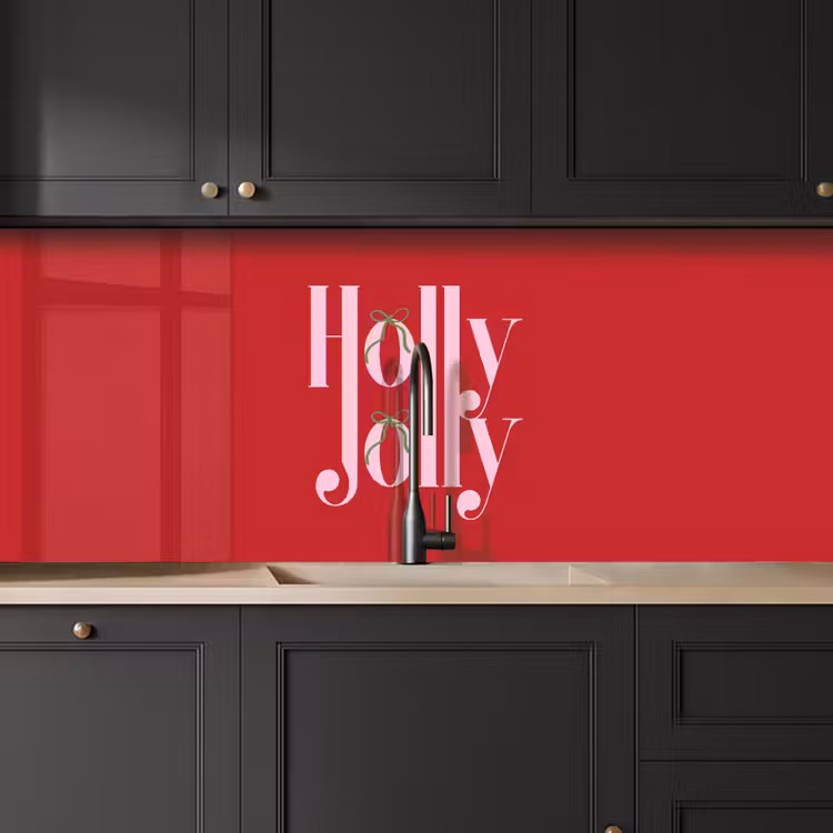 Küchenrückwand - Weihnachten – Rosa – Rot – Text — 6