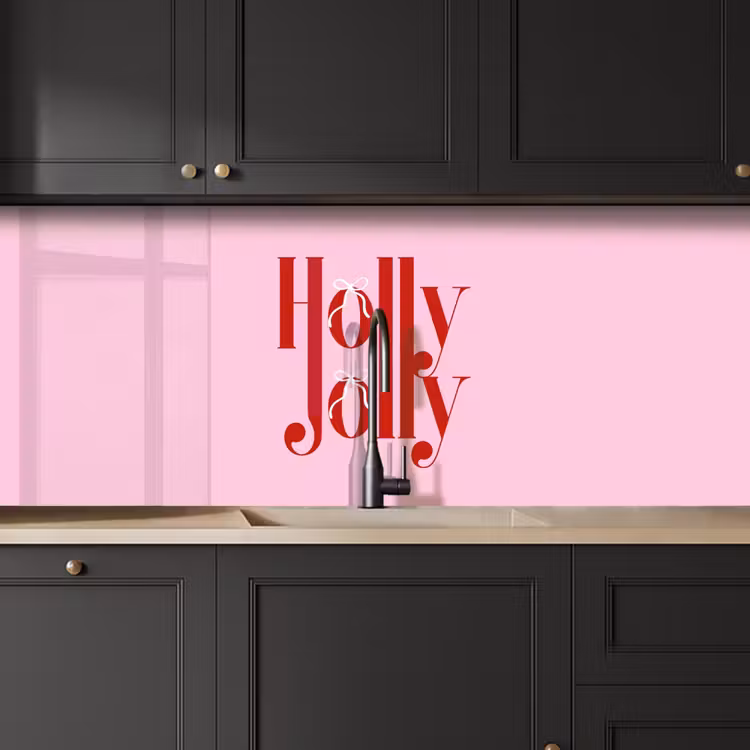 Küchenrückwand - Weihnachten – Text – Rot – Rosa — 6