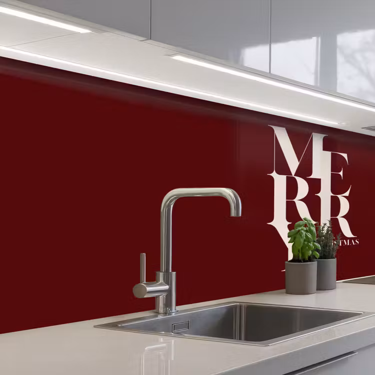 Küchenrückwand - Merry – Text – Dunkel – Rot — 2