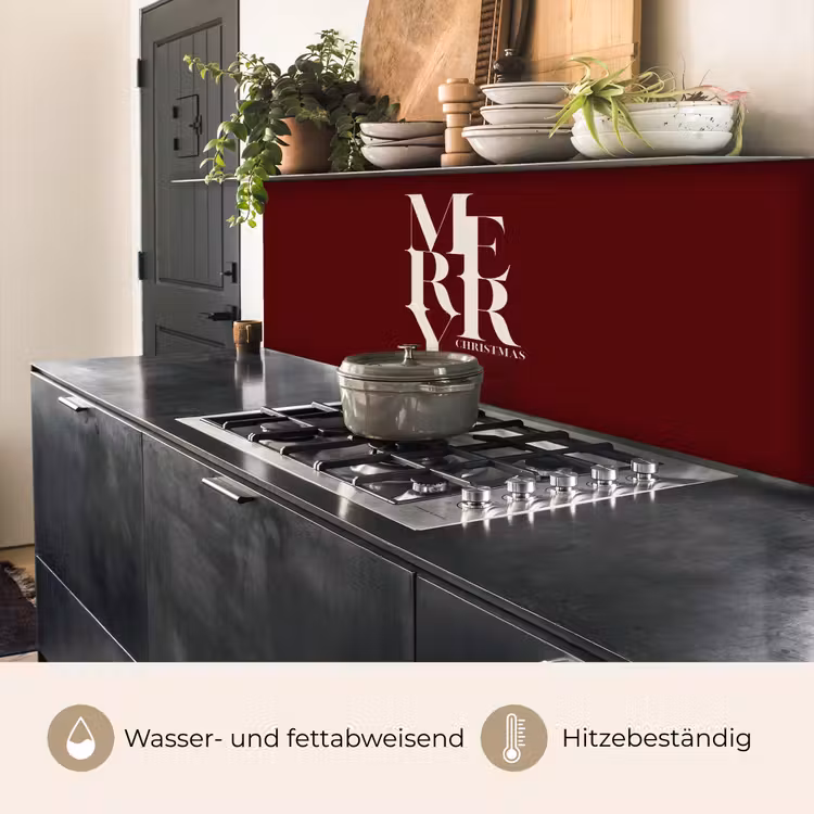 Küchenrückwand - Merry – Text – Dunkel – Rot — 5
