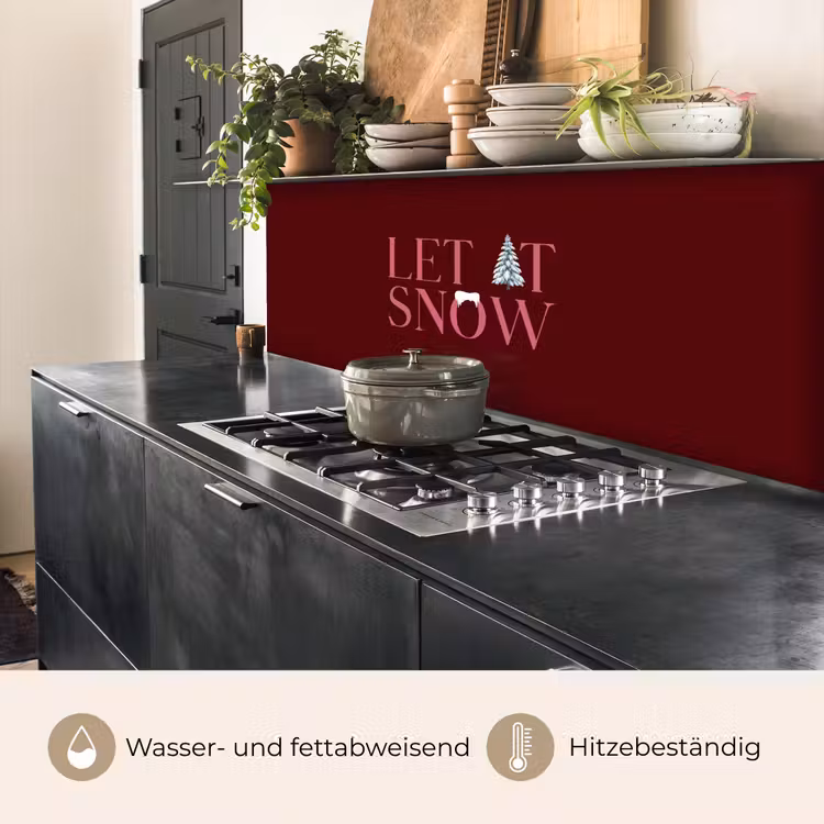 Küchenrückwand - Text – Weihnachten – Schnee – Rosa — 5