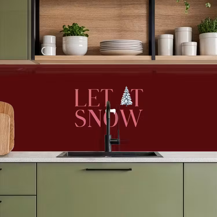 Küchenrückwand - Text – Weihnachten – Schnee – Rosa — 8