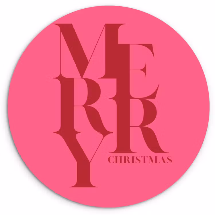 Forexbild Rund - Merry – Text – Weihnachten – Rosa — 1