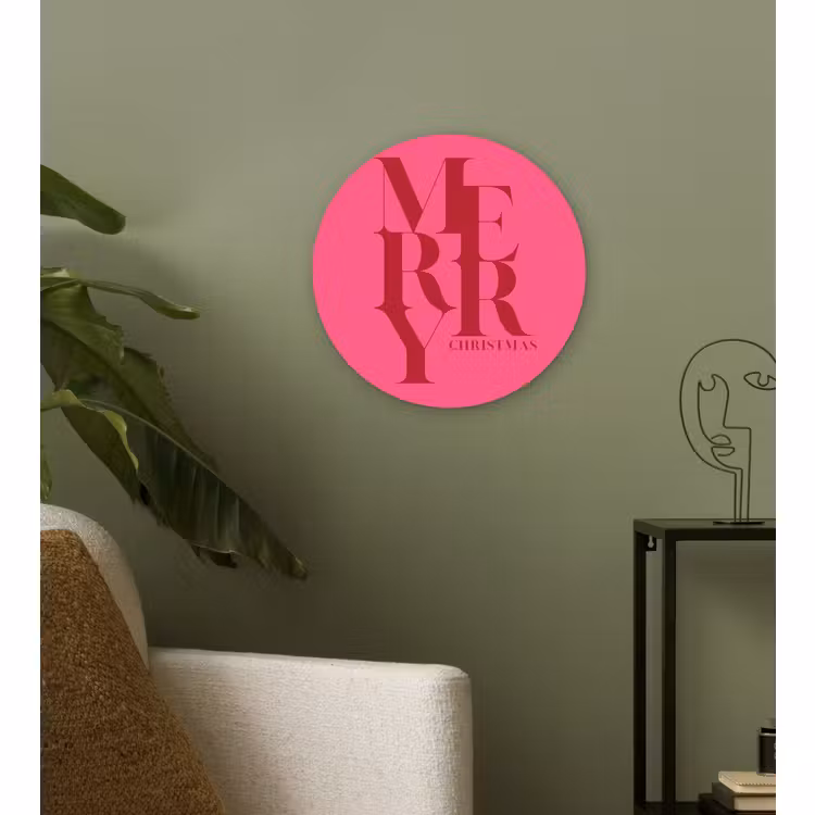 Forexbild Rund - Merry – Text – Weihnachten – Rosa — 3