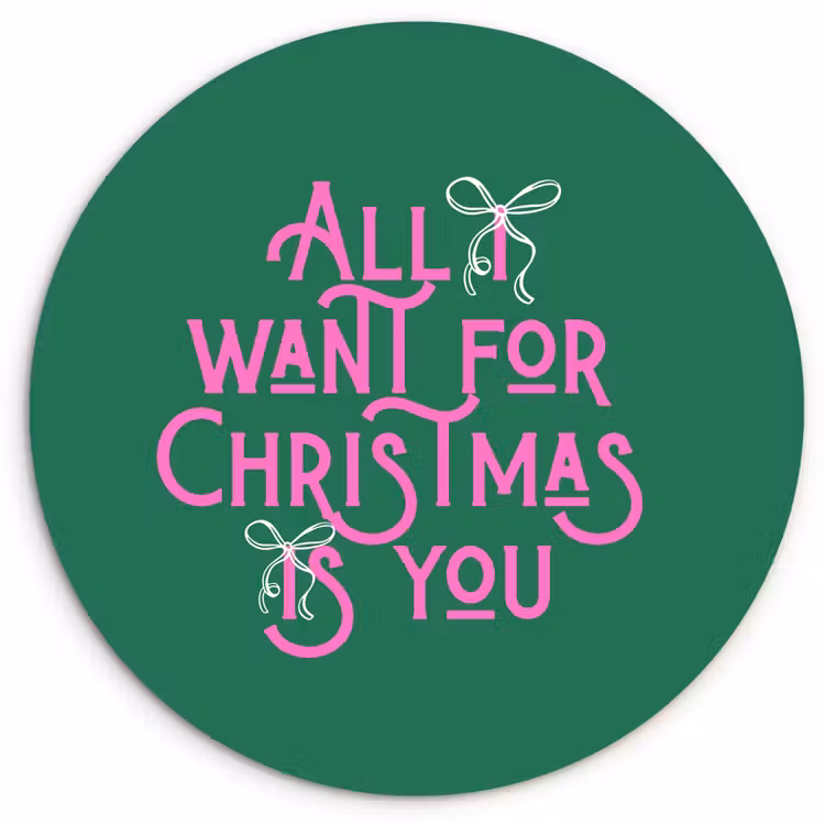 Forexbild Rund - Weihnachten – Text – Rosa – Grün — 1