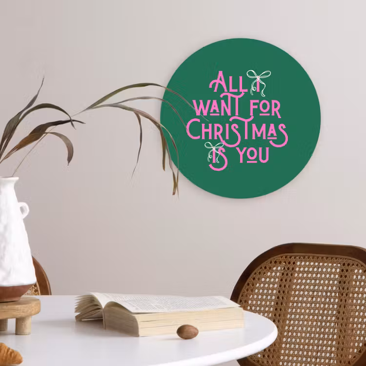 Forexbild Rund - Weihnachten – Text – Rosa – Grün — 4
