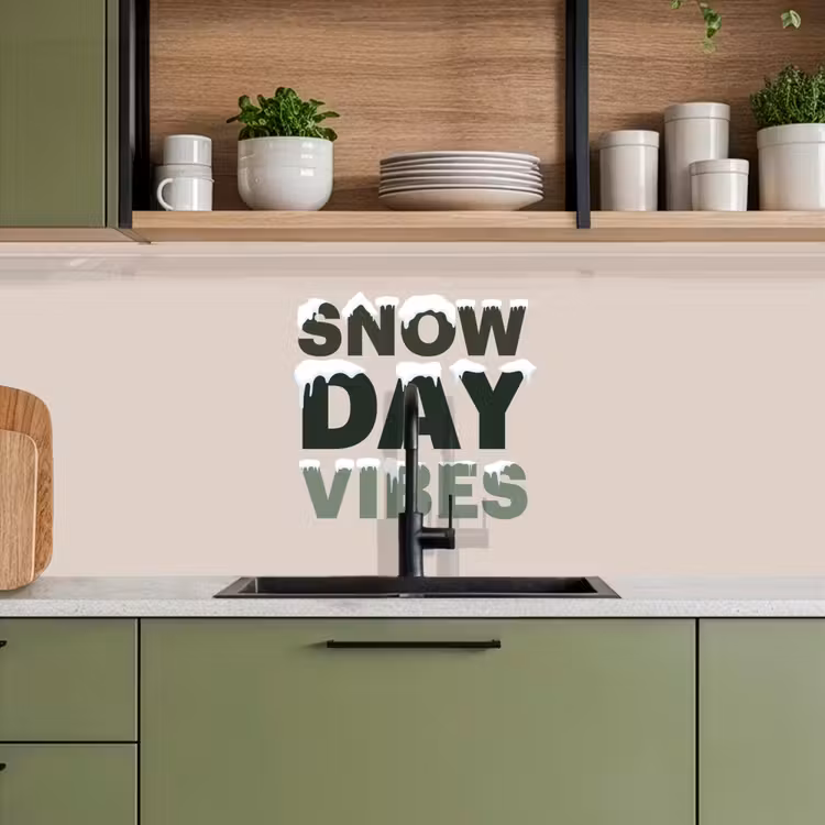 Küchenrückwand - Schnee – Text – Weihnachten – Beige — 8