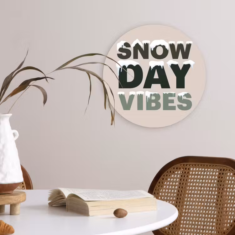 Forexbild Rund - Schnee – Text – Weihnachten – Beige — 4