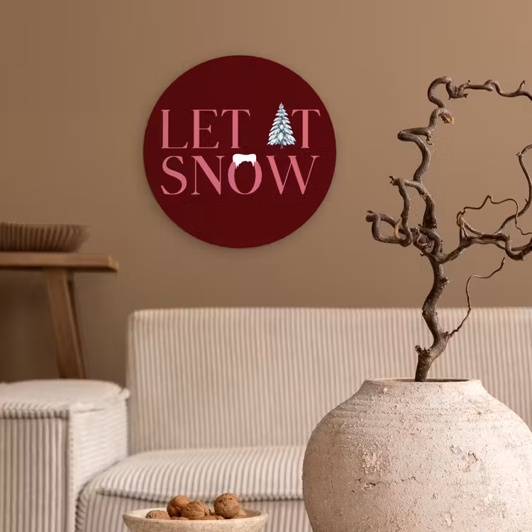 Forexbild Rund - Text – Weihnachten – Schnee – Rosa — 2