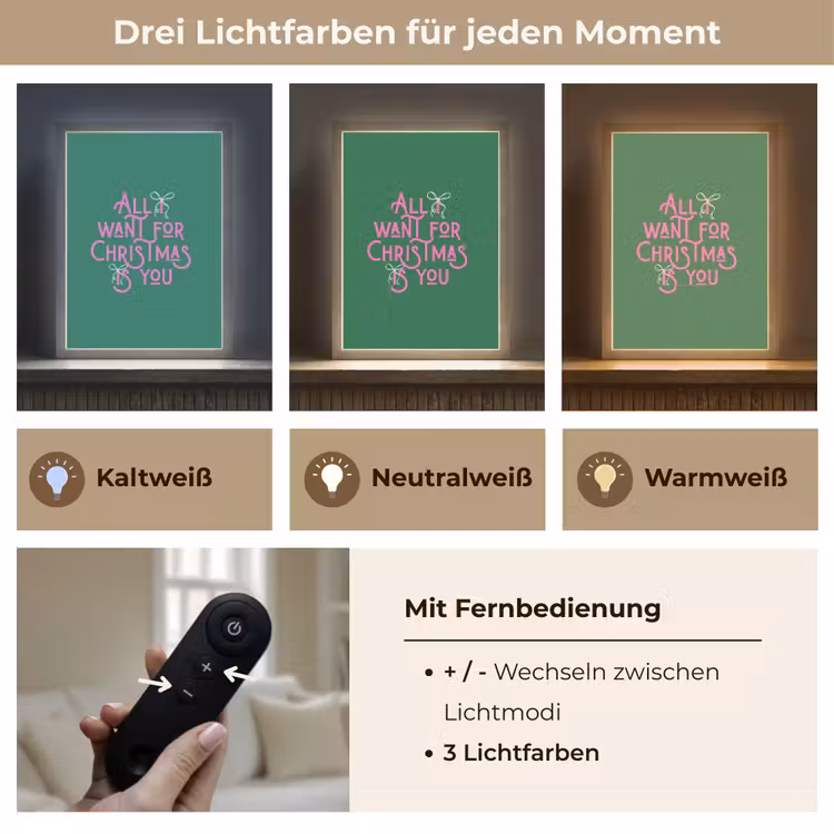 Nachtlicht Kinder - Weihnachten – Text – Rosa – Grün — 8