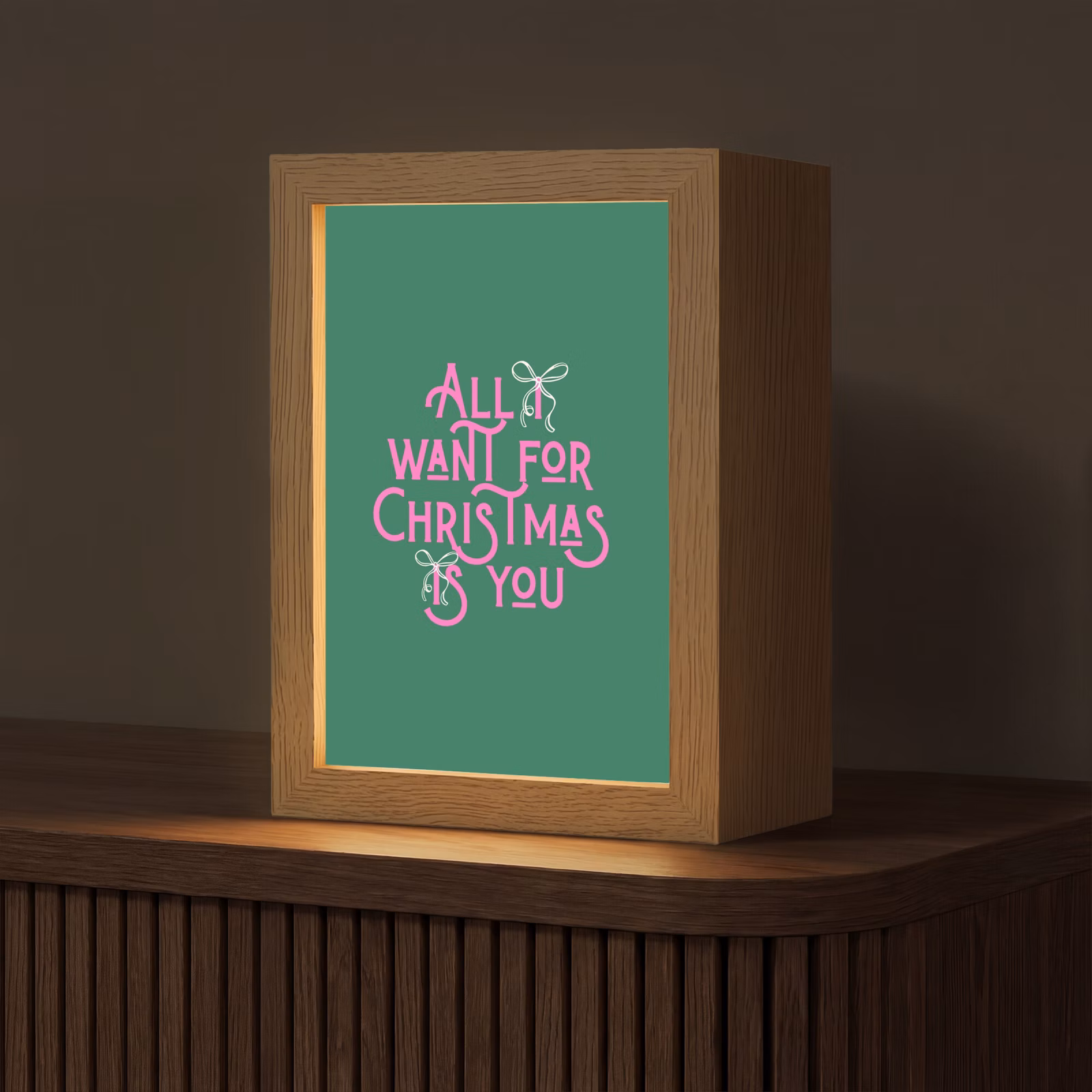 Personalisierte Lightbox - Weihnachten – Text – Rosa – Grün — 1