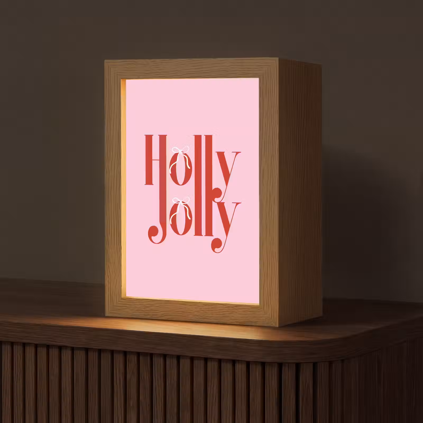 Personalisierte Lightbox - Weihnachten – Text – Rot – Rosa — 1