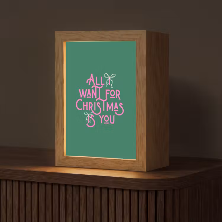 Personalisierte Lightbox - Weihnachten – Text – Rosa – Grün — 1