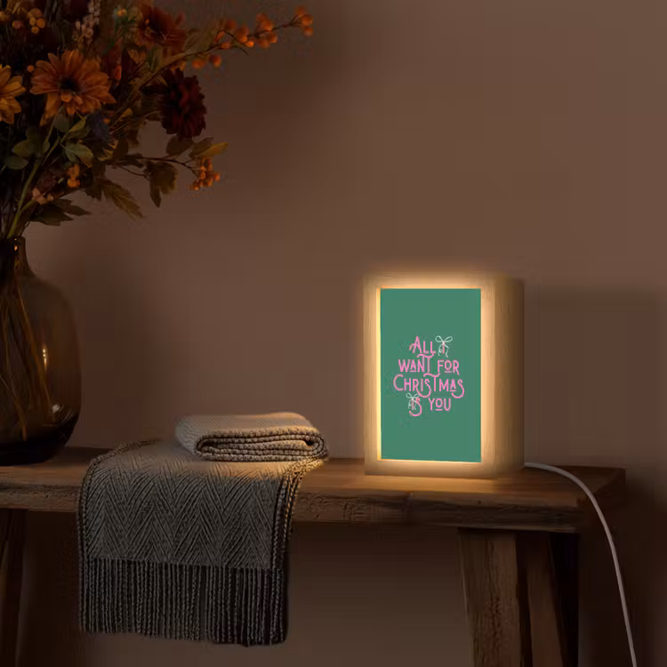Personalisierte Lightbox - Weihnachten – Text – Rosa – Grün — 3