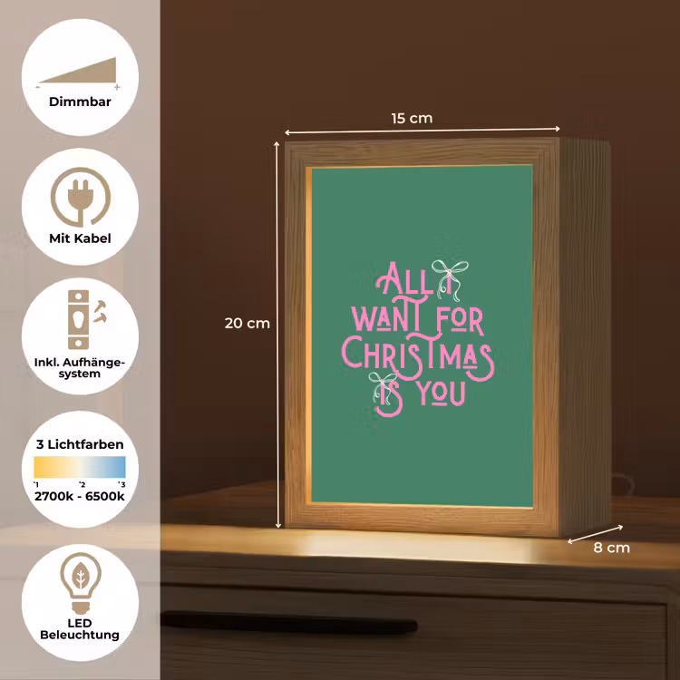 Personalisierte Lightbox - Weihnachten – Text – Rosa – Grün — 6