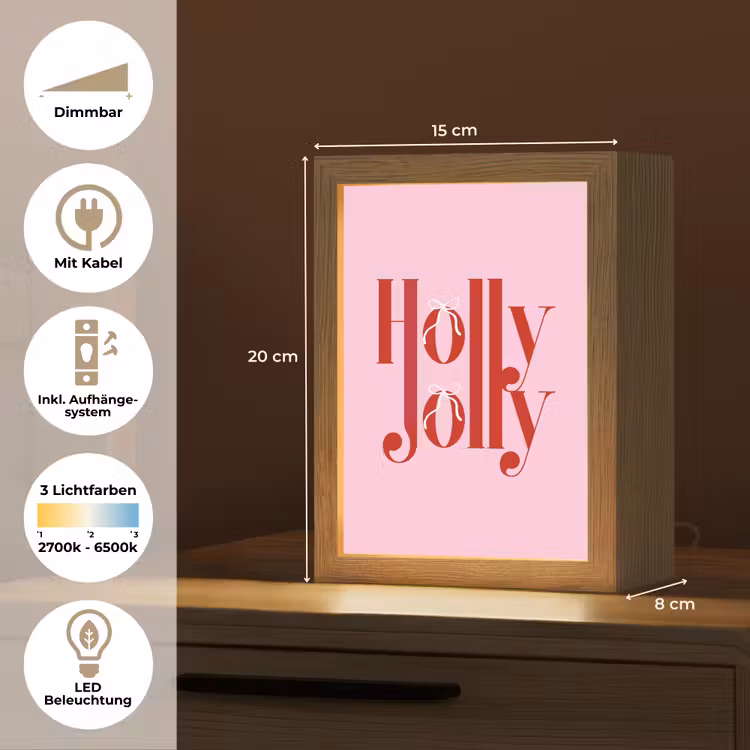 Personalisierte Lightbox - Weihnachten – Text – Rot – Rosa — 6
