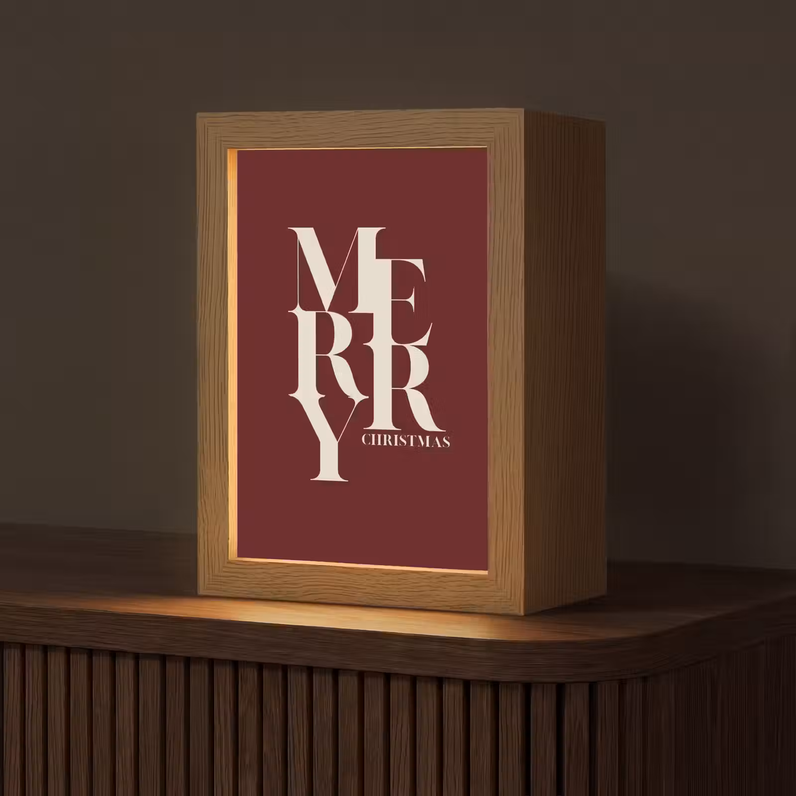 Personalisierte Lightbox - Merry – Text – Dunkel – Rot — 1