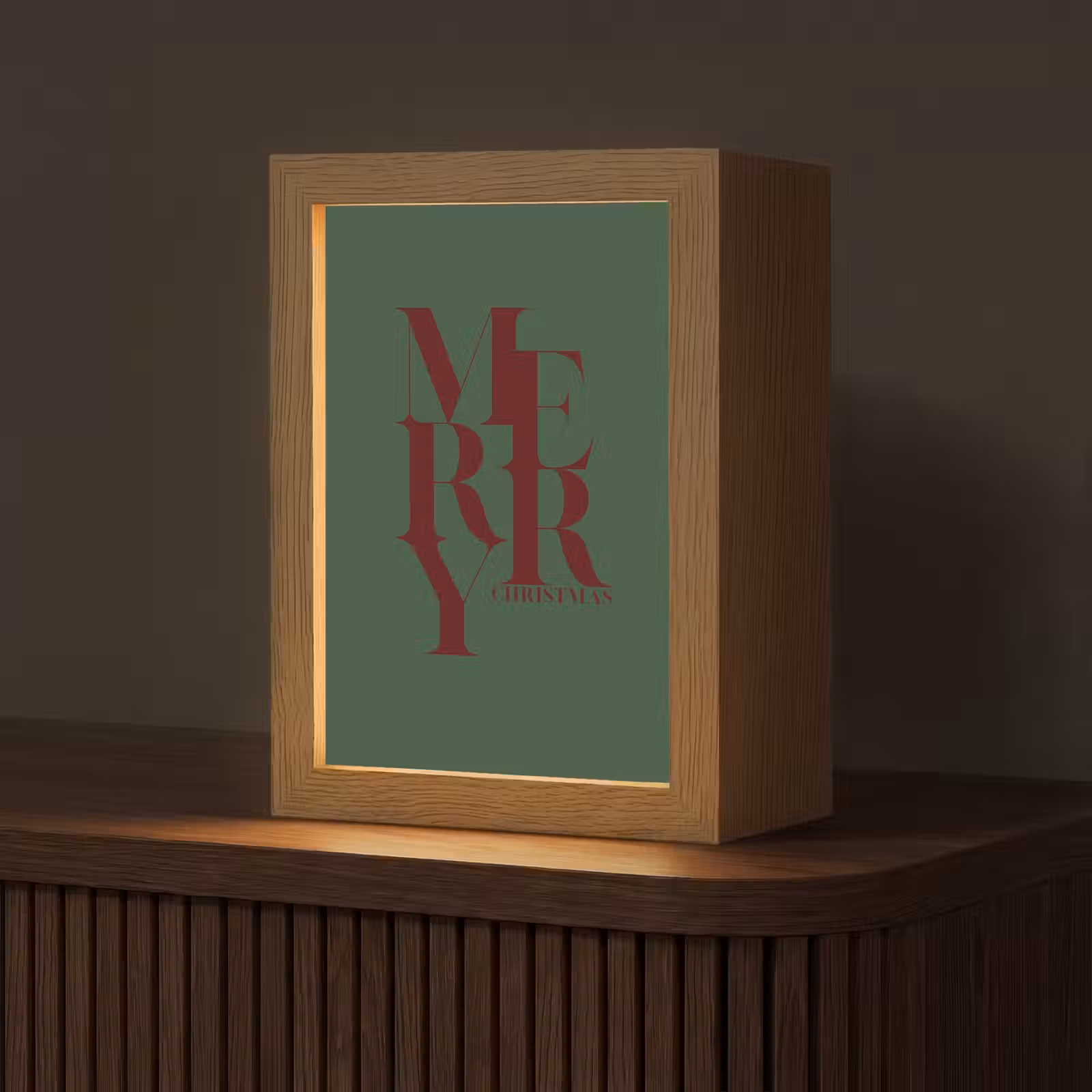 Personalisierte Lightbox - Merry – Text – Grün – Weihnachten — 1