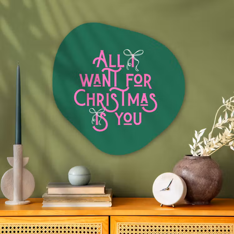 Alu-Dibond-Bild Organische Form - Weihnachten – Text – Rosa – Grün — 2