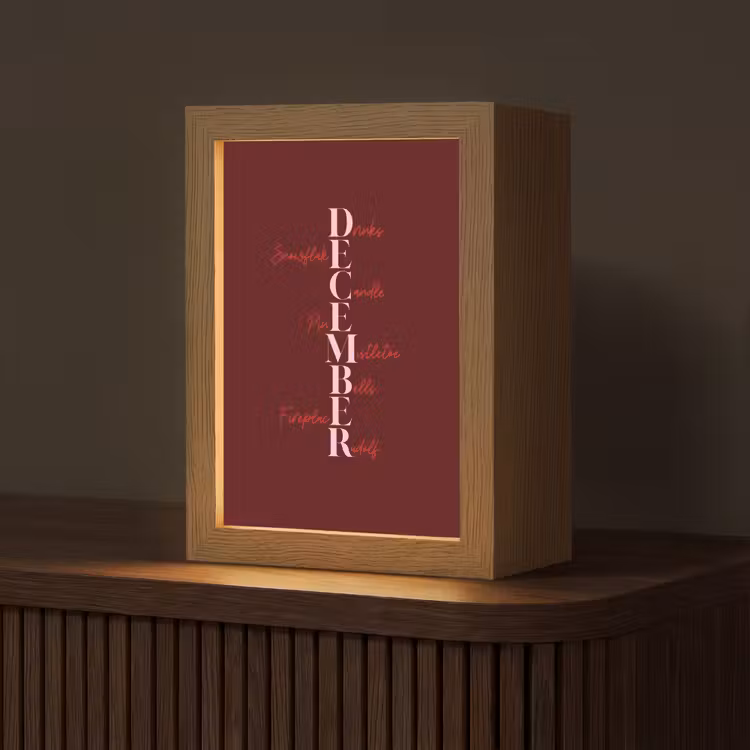 Personalisierte Lightbox - Dezember – Text – Weihnachten – Burgund — 1