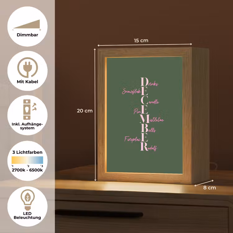Personalisierte Lightbox - Dezember – Text – Weihnachten – Grün — 6