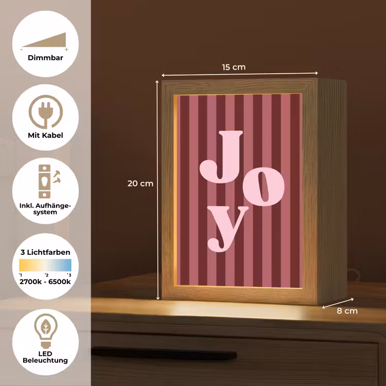 Personalisierte Lightbox - Joy – Weihnachten – Text – Rosa — 6