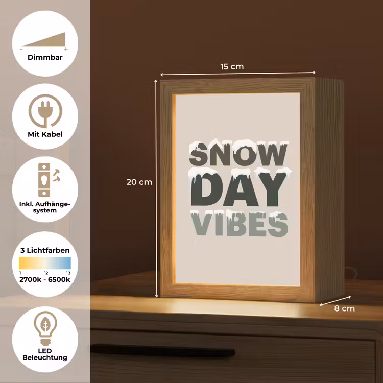 Personalisierte Lightbox - Schnee – Text – Weihnachten – Beige — 6