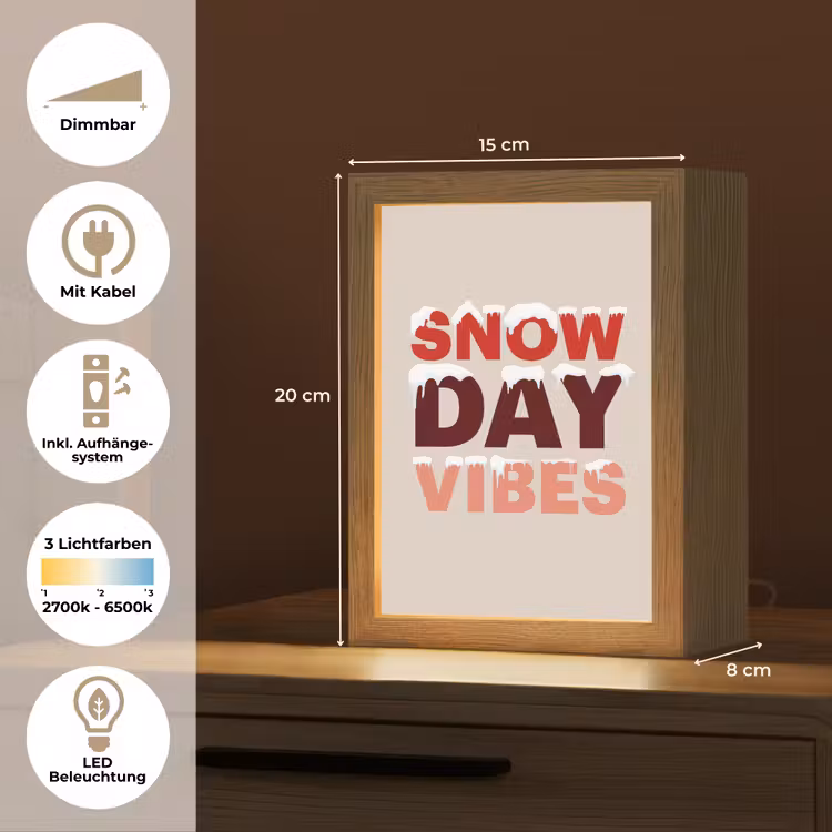 Personalisierte Lightbox - Schnee – Weihnachten – Text – Rot — 6