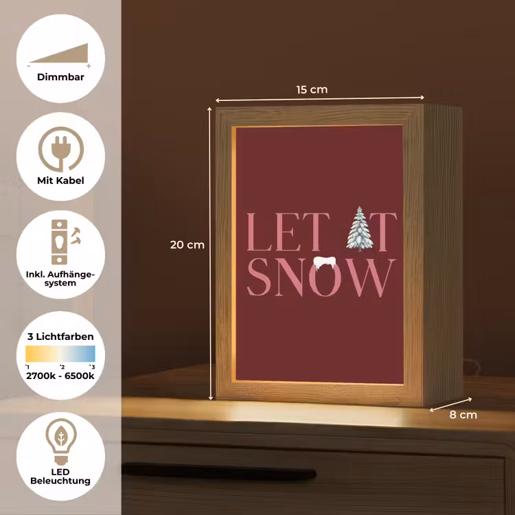 Personalisierte Lightbox - Text – Weihnachten – Schnee – Rosa — 6