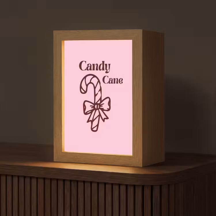Personalisierte Lightbox - Weihnachten – Süßigkeiten – Text – Braun – Rosa — 1