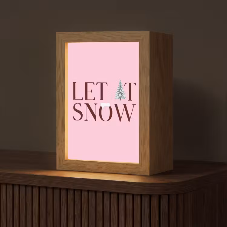 Personalisierte Lightbox - Weihnachten – Text – Schnee – Rosa — 1