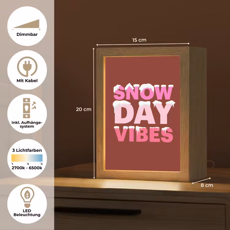 Personalisierte Lightbox - Weihnachten – Text – Schnee – Rot – Rosa — 6