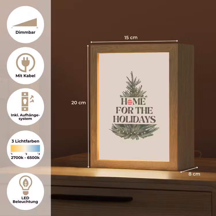 Personalisierte Lightbox - Weihnachten – Text – Weihnachtsbaum – Beige — 6