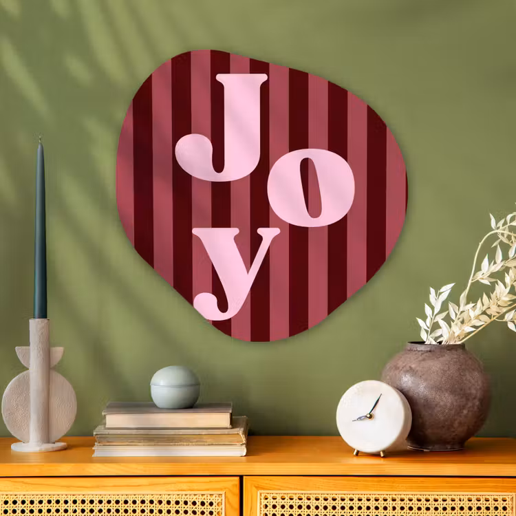 Alu-Dibond-Bild Organische Form - Joy – Weihnachten – Text – Rosa — 2