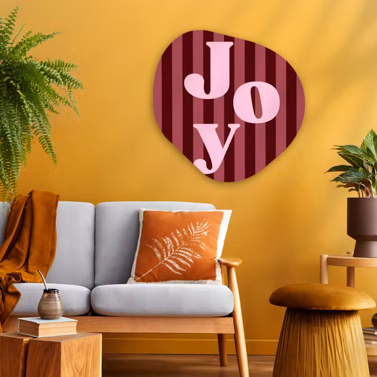 Alu-Dibond-Bild Organische Form - Joy – Weihnachten – Text – Rosa — 3