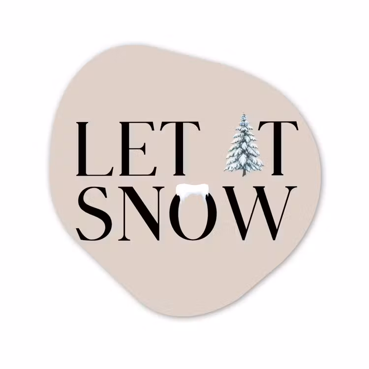 Alu-Dibond-Bild Organische Form - Text – Weihnachten – Schnee — 1