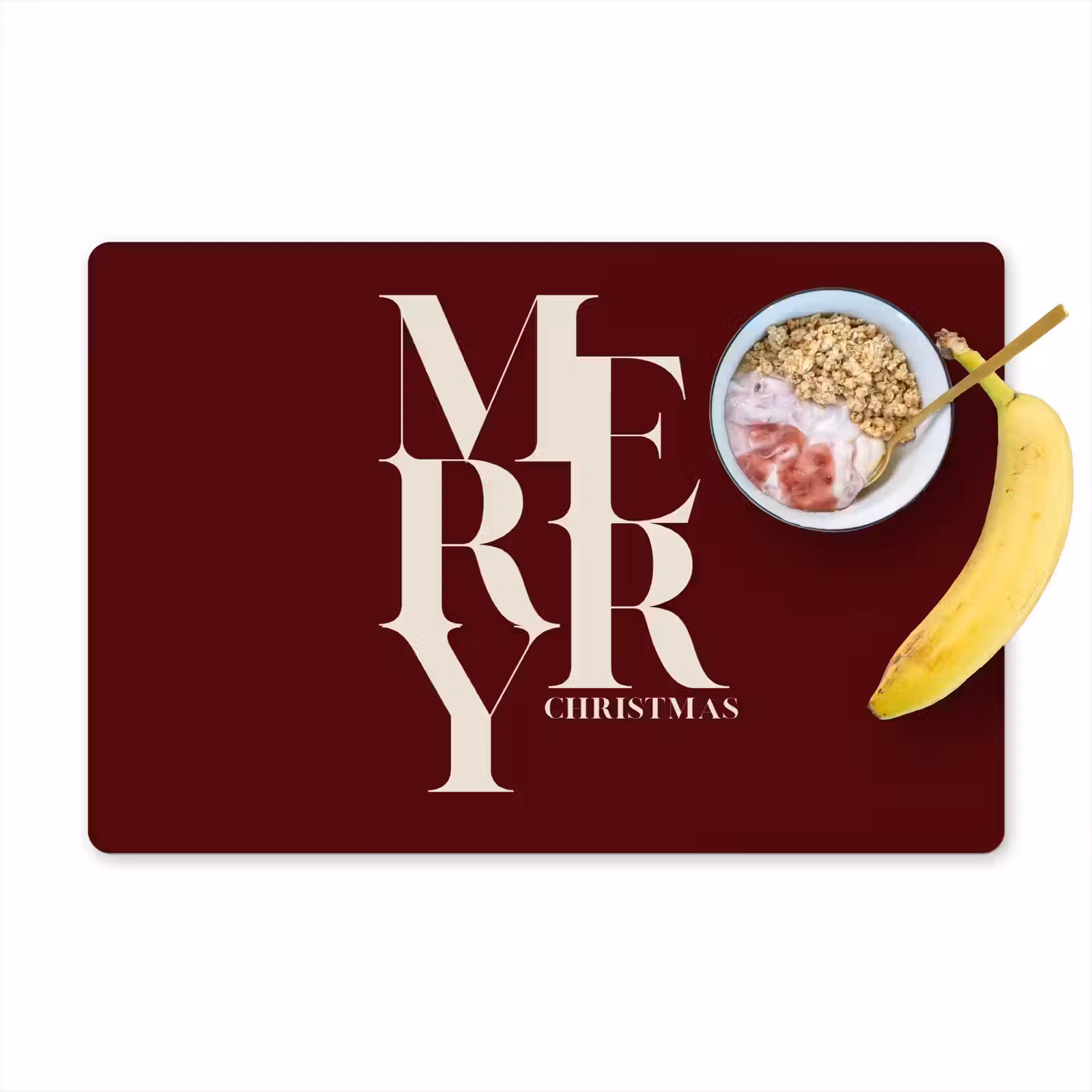 Tischset - 6 Stück - Merry – Text – Dunkel – Rot — 1