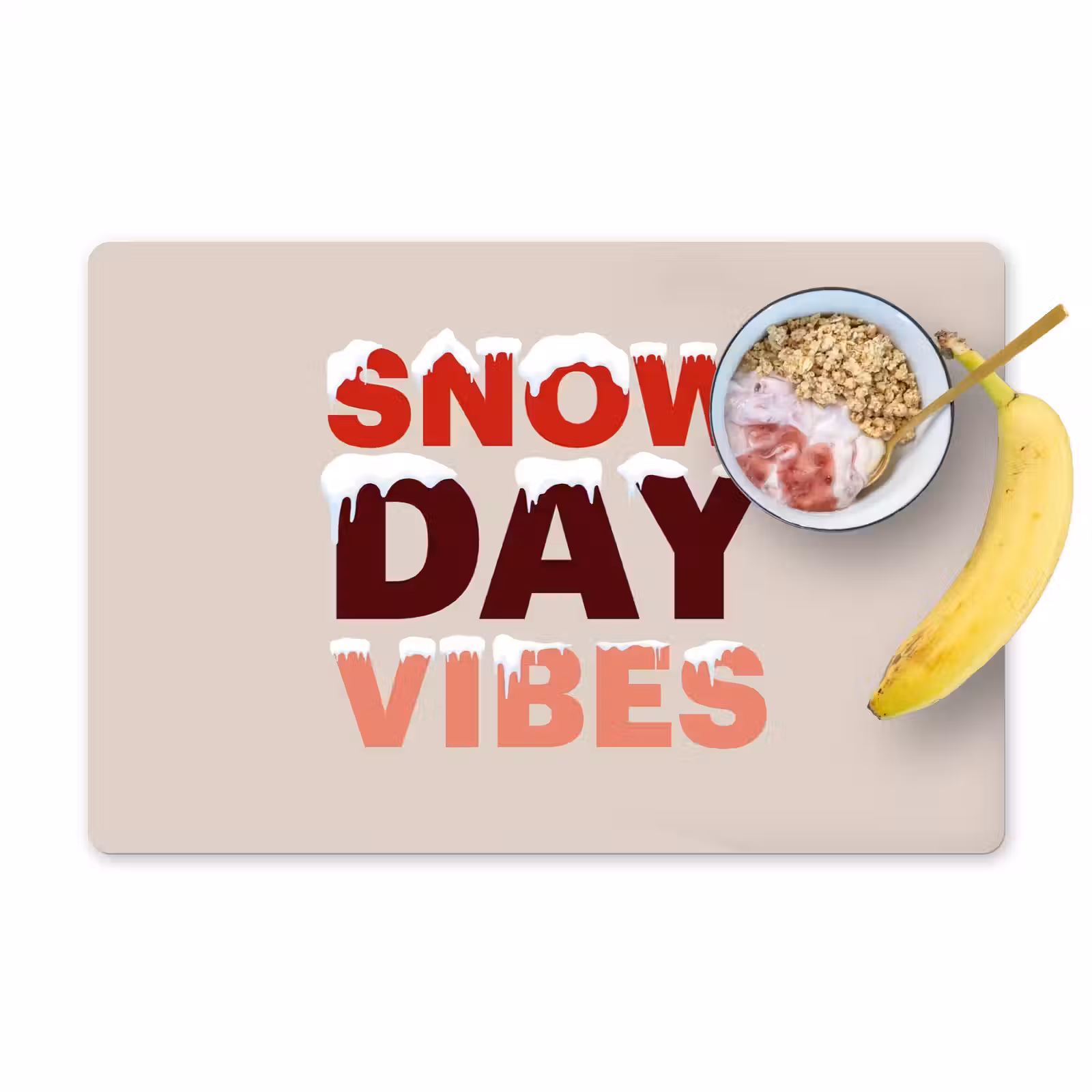 Tischset - 6 Stück - Schnee – Weihnachten – Text – Rot — 1