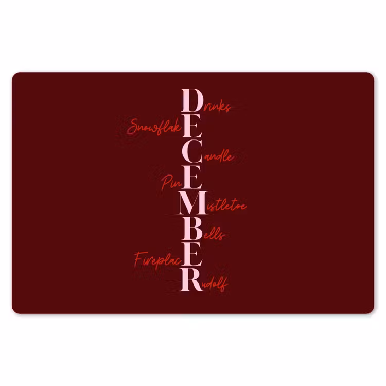 Tischset - 6 Stück - Dezember – Text – Weihnachten – Burgund — 6