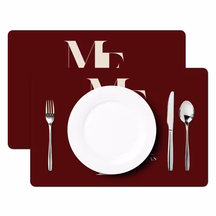 Tischset - 6 Stück - Merry – Text – Dunkel – Rot — 2
