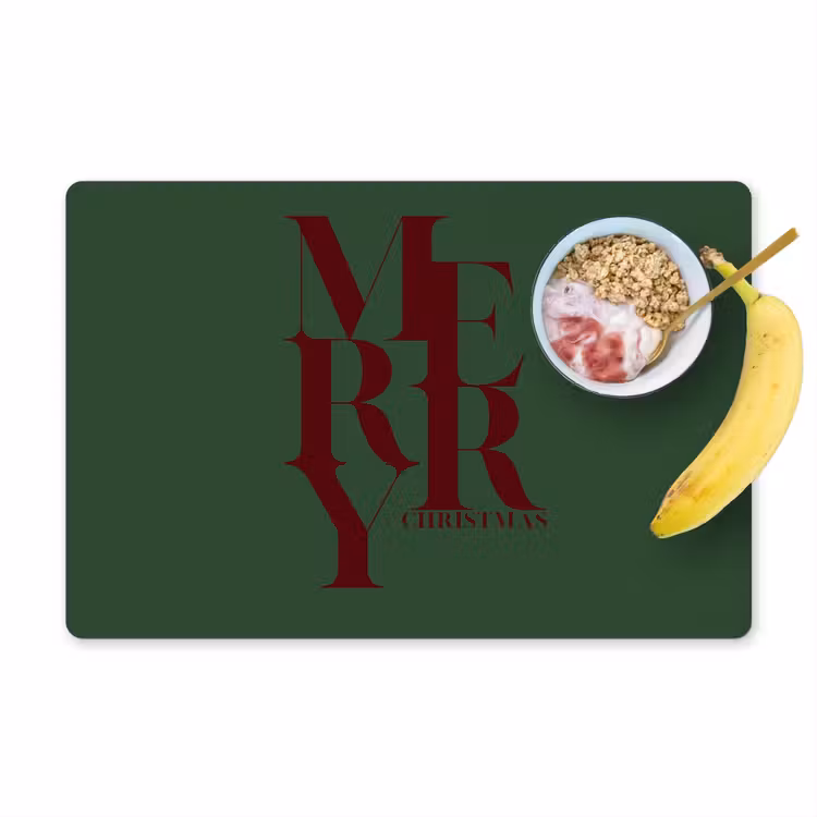 Tischset - 6 Stück - Merry – Text – Grün – Weihnachten — 1
