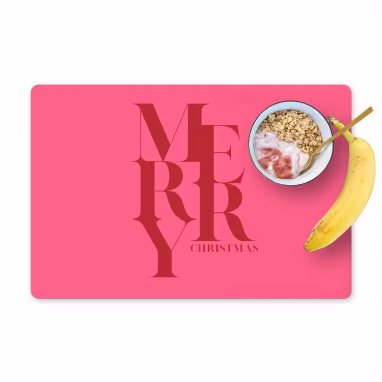 Tischset - 6 Stück - Merry – Text – Weihnachten – Rosa — 1