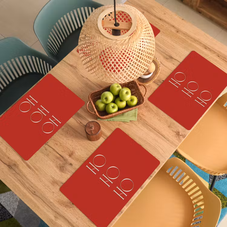 Tischset - 6 Stück - Text – Weihnachten – Modern – Rot — 5