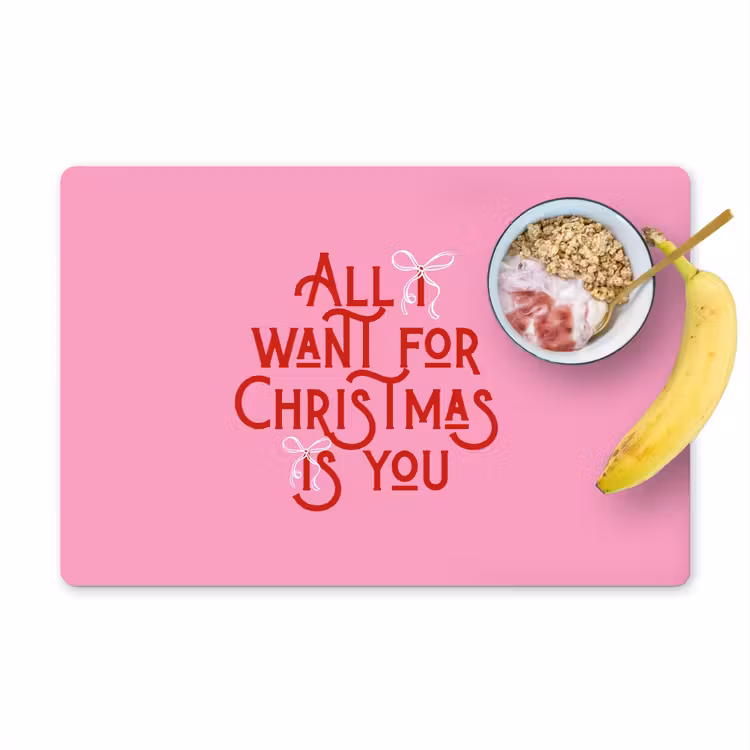 Tischset - 6 Stück - Text – Weihnachten – Rosa – Rot — 1