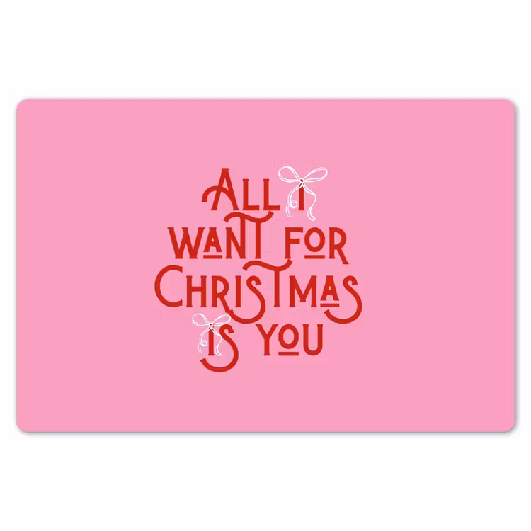Tischset - 6 Stück - Text – Weihnachten – Rosa – Rot — 6