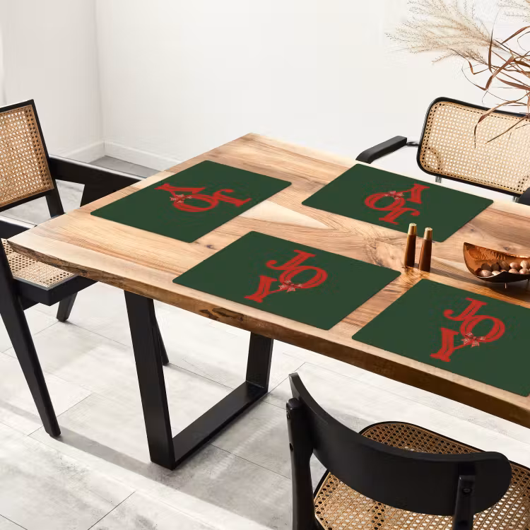 Tischset - 6 Stück - Text – Weihnachten – Rot — 4
