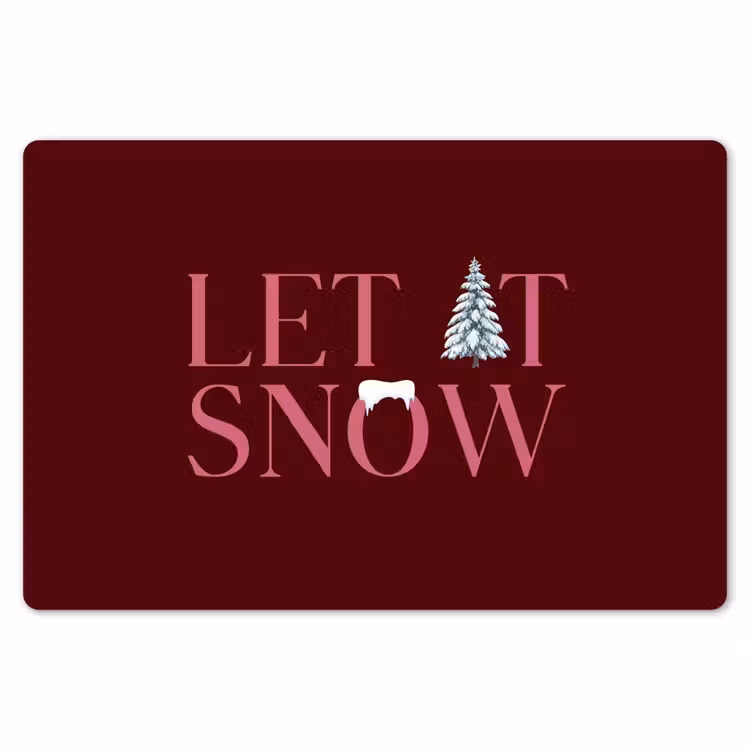 Tischset - 6 Stück - Text – Weihnachten – Schnee – Rosa — 6
