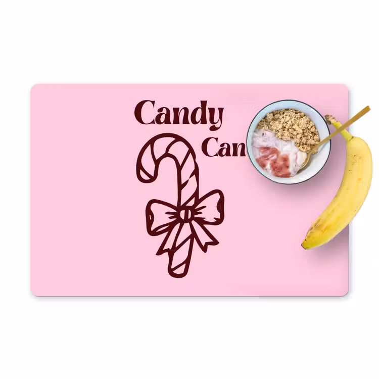Tischset - 6 Stück - Weihnachten – Süßigkeiten – Text – Braun – Rosa — 1